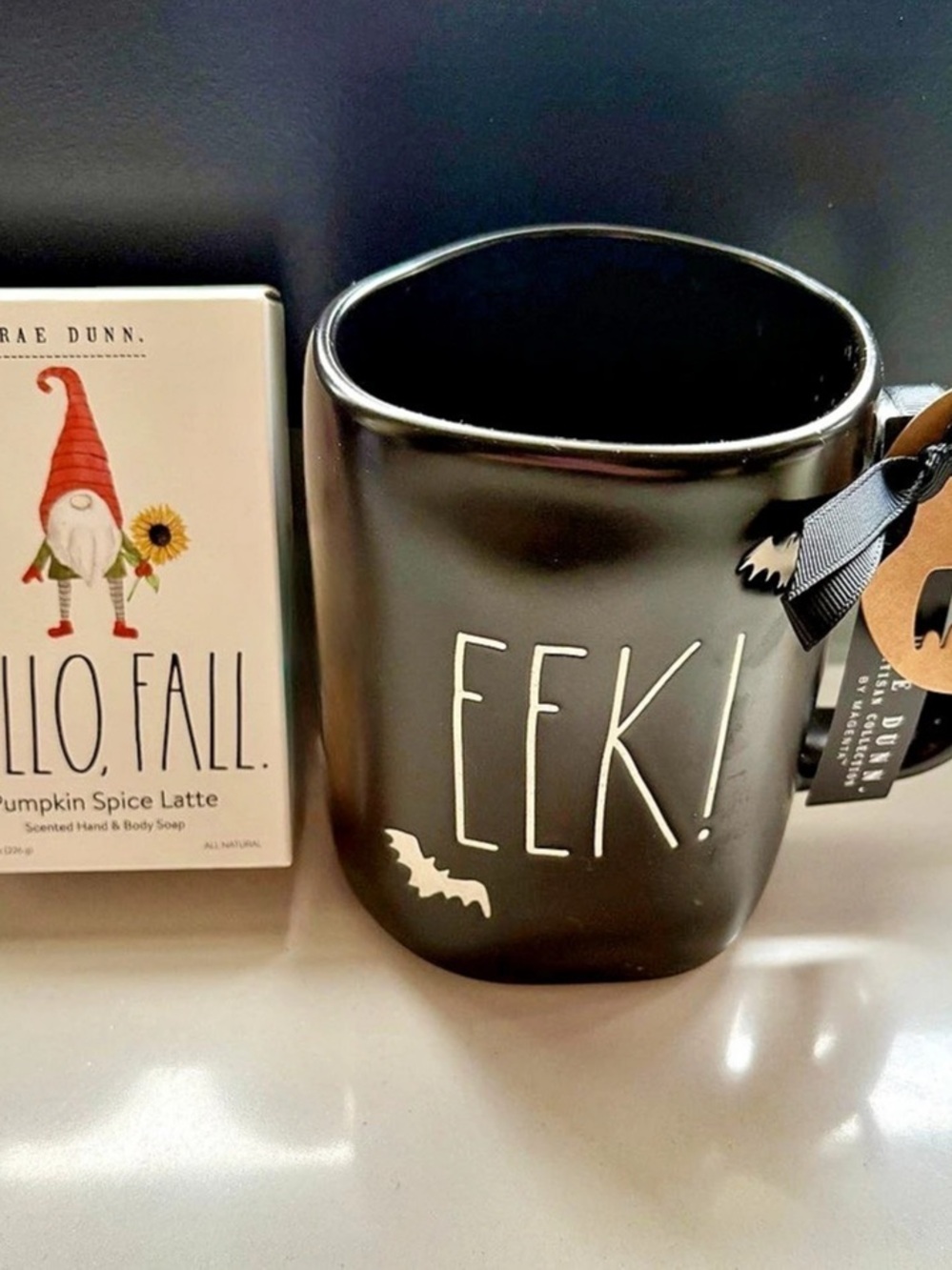 NEW Rae Dunn Halloween EEK Mug + Hello Fall Soap Set